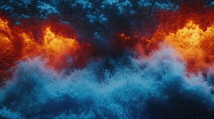 Fototapeta premium A vibrant abstract display of fiery orange and cool blue colliding forces.