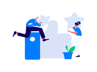 Virtual characters social communication concept business flat vector hand drawn illustration
