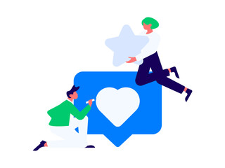 Virtual characters social communication concept business flat vector hand drawn illustration
