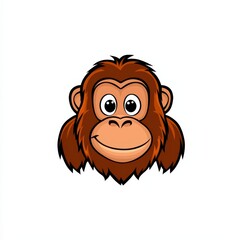 Obraz premium Cartoon illustration of a friendly monkey face with large, round eyes and a slight smile