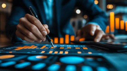Fototapeta premium Analyzing Financial Data Charts and Graphs