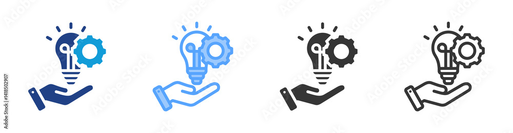 Poster Solution icon set multiple style collection