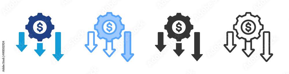 Poster Reduced Cost icon set multiple style collection
