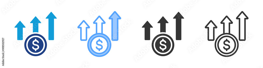 Poster Increase Revenue icon set multiple style collection
