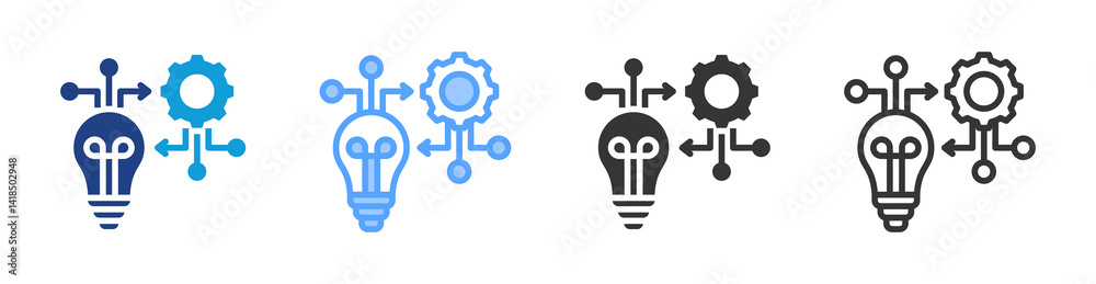 Poster Implementation icon set multiple style collection