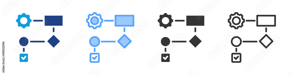 Aufkleber Workflow icon set multiple style collection