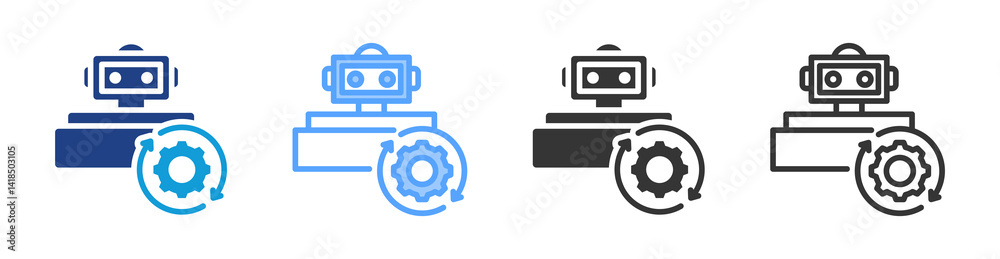 Poster Support Automation icon set multiple style collection