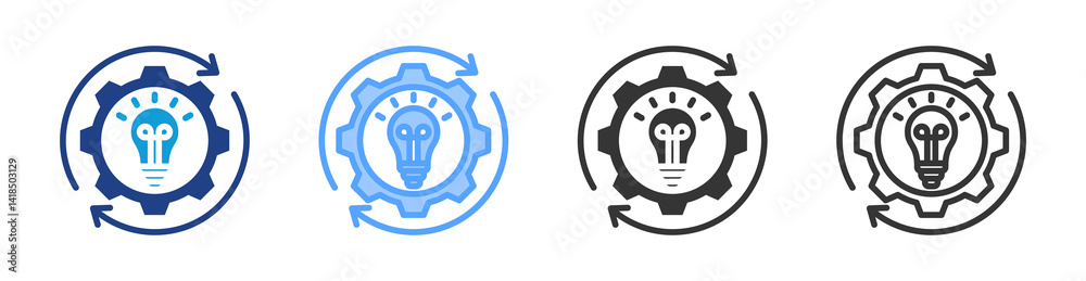 Fototapete Intelligent Process Automation icon set multiple style collection