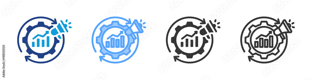 Aufkleber Marketing Automation icon set multiple style collection