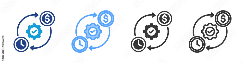 Poster Efficiency icon set multiple style collection