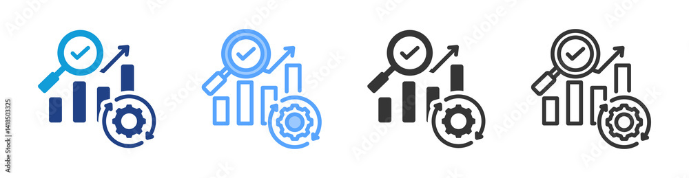 Aufkleber analysis icon set multiple style collection