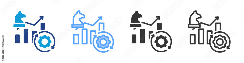 Poster strategy icon set multiple style collection