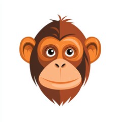 Fototapeta premium Cartoon illustration of a monkey's face with large, expressive eyes and a cheerful expression