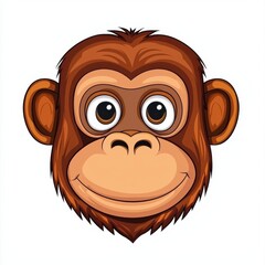 Obraz premium Cartoon monkey face illustration with large expressive eyes and a friendly smile