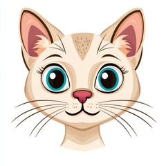 Fototapeta premium Cartoon illustration of a cat with blue eyes and a beige coat