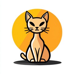 Obraz premium Minimalist illustration of a relaxed cat with tan coat and closed eyes