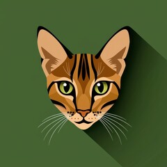 Obraz premium Close-up portrait of a cat with green eyes and brown fur
