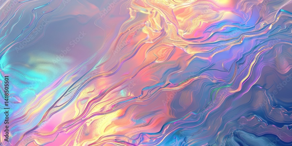 Poster abstract pastel iridescent fluid patterns with wavy lines. background image of wavy line with colorf