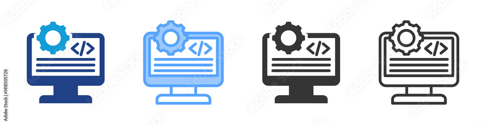 Poster Web Developers icon set multiple style collection