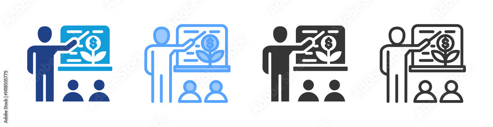 Poster training icon set multiple style collection