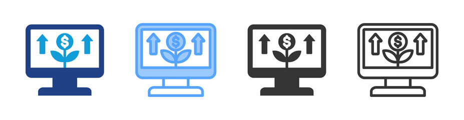 Investing Online icon set multiple style collection