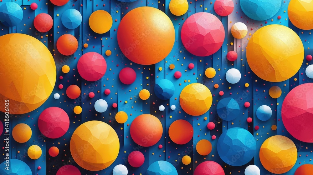 Poster colorful abstract geometric shapes and patterns. abstract artwork of 3d rendering geometric shape wi