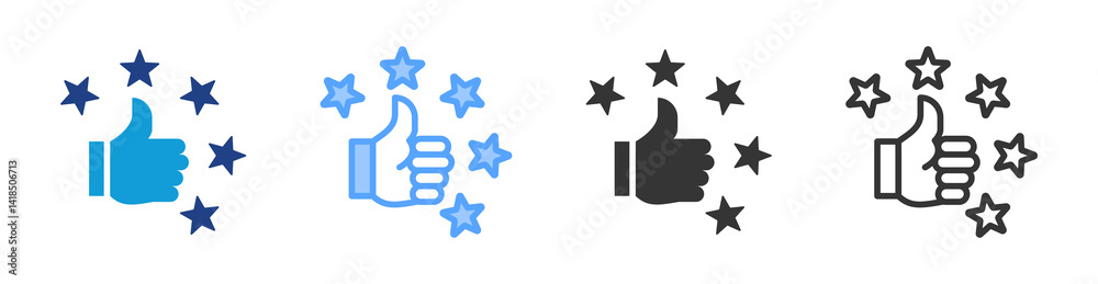 Poster review icon set multiple style collection