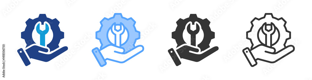Poster service icon set multiple style collection