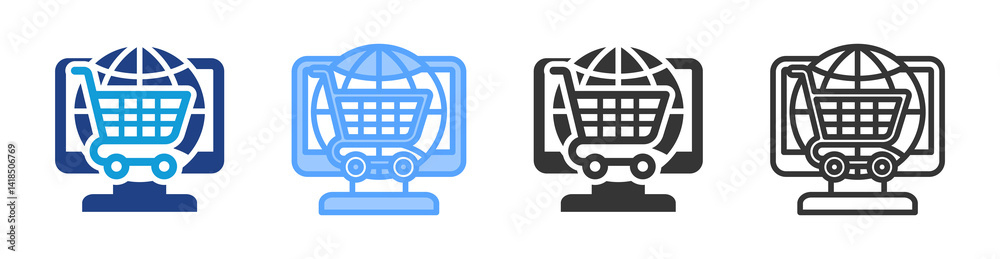 Poster Electronic Commerce icon set multiple style collection