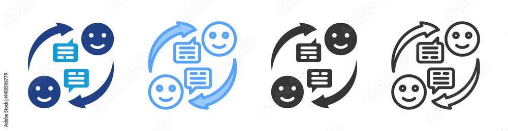 Aufkleber customer feedback icon set multiple style collection