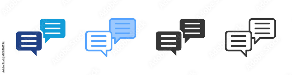 Poster Comment Boxes icon set multiple style collection