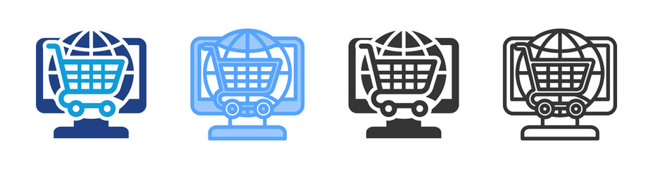 Electronic Commerce icon set multiple style collection