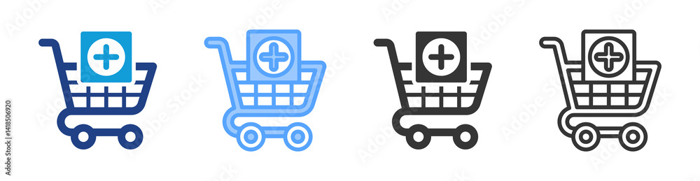 Poster Items icon set multiple style collection