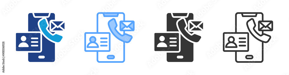 Poster contact information icon set multiple style collection