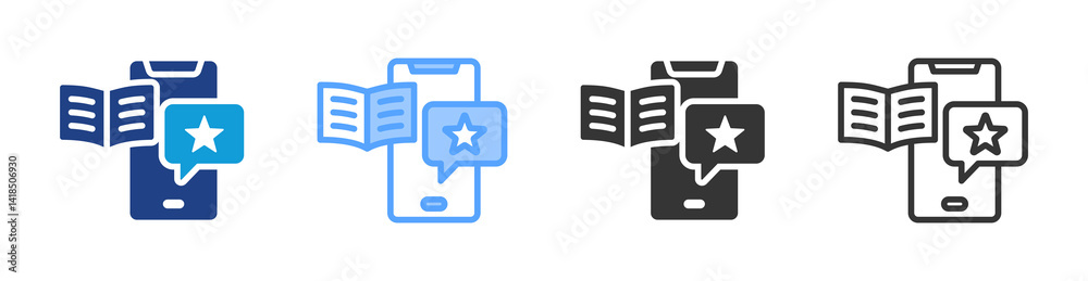 Poster Read Online Review icon set multiple style collection