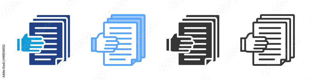 Poster Documented icon set multiple style collection