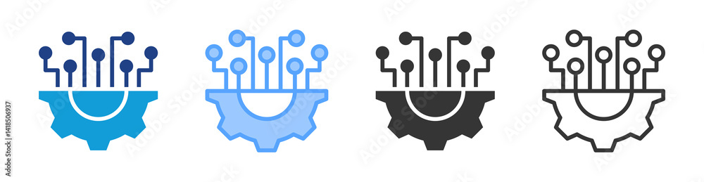 Aufkleber technology icon set multiple style collection