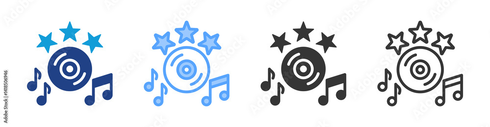 Poster music review icon set multiple style collection