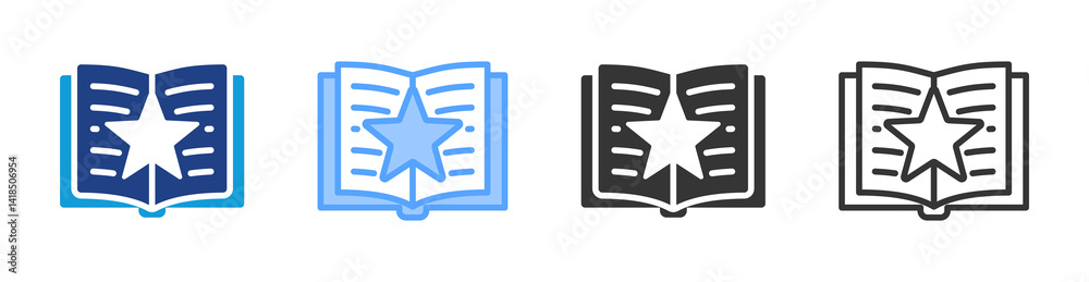 Poster Book Review icon set multiple style collection