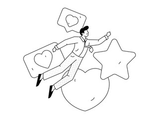 Virtual characters social communication concept business flat vector hand drawn illustration
