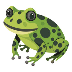 A textured, moss-like frog with dark blotches and suction-cup toes is isolated against a stark white background.