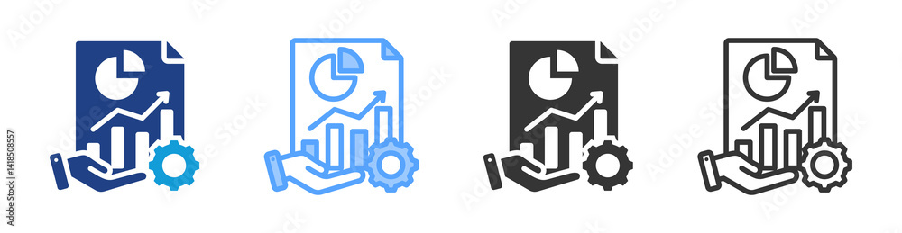 Poster management accounting icon set multiple style collection
