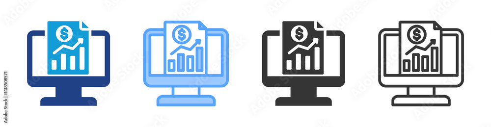 Poster financial information icon set multiple style collection