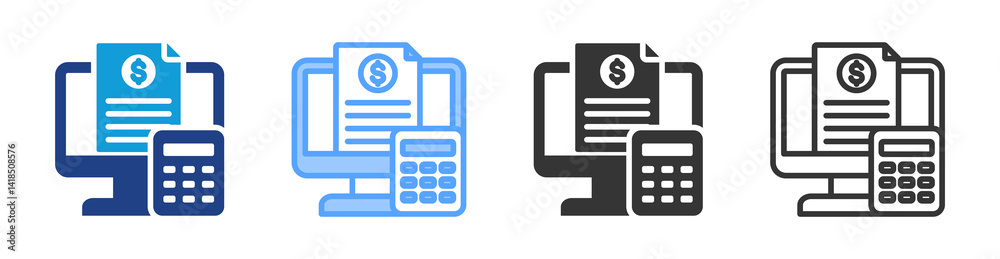 Poster accounting information icon set multiple style collection