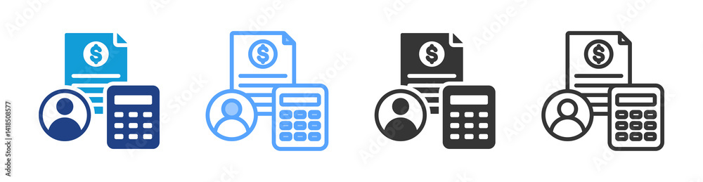 Poster Accountant icon set multiple style collection