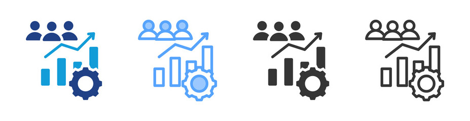 Management icon set multiple style collection