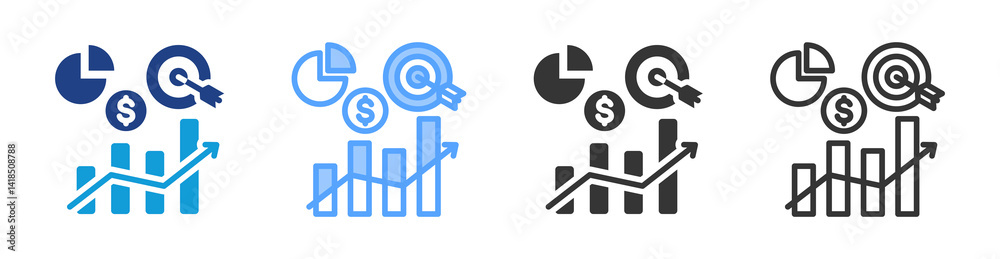Poster Metrics icon set multiple style collection