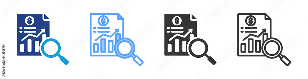 Poster financial analysis icon set multiple style collection