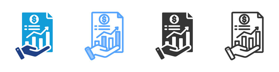 Financial Report icon set multiple style collection