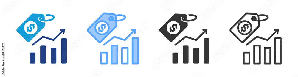 Poster Pricing icon set multiple style collection